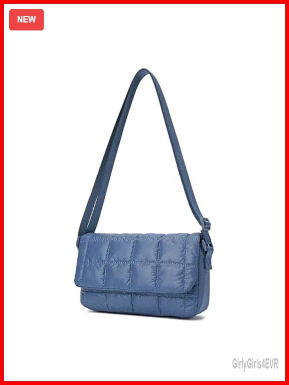 Quilted Nylon Crossbody Bag Lightweight Flap Saddle Purse Adjustable Strap